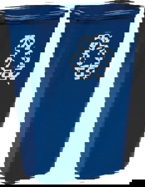 Deskside Recycling Container with Symbol, Large, 41.25 qt, Plastic, Blue